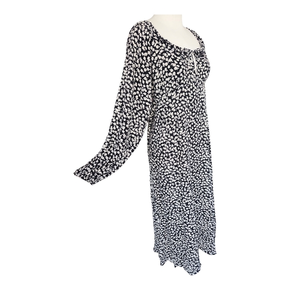 Billabong Better Days Midi Dress – Size L, Black & White Floral with Keyhole Tie - Picture 5 of 12